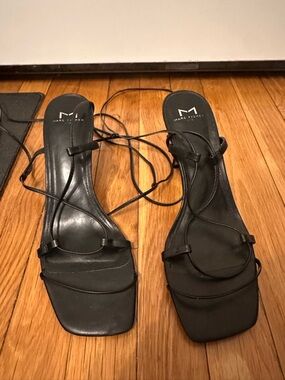 Marc Fisher Black Lace-Up Square-Toe Sandals